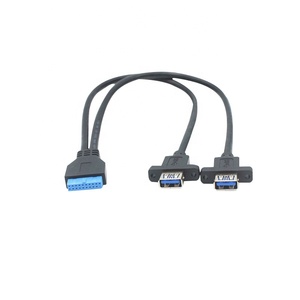 Đen 20 pin <span class=keywords><strong>USB</strong></span> <span class=keywords><strong>3</strong></span>.<span class=keywords><strong>0</strong></span> nội bộ tiêu đề Y Splitter cáp 30cm - Product Image 4