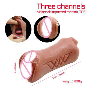 Penjualan Panas 3-in-1 Vagina Masturbator Cup - Mainan Seks Realistis Mulut & Vagina Saku untuk Pria - Product Image 2