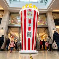 Nouvelle machine distributrice de pop-corn automatique créative en forme de seau, capacité de 150 tasses, pour parcs d'attractions intérieurs, sans surveillance