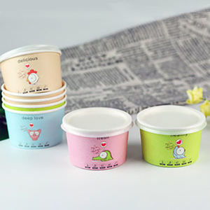 Tasses de crème glacée jetables imprimées personnalisées de haute qualité et tasse de crème glacée avec couvercle et cuillère en plastique - Product Image 5