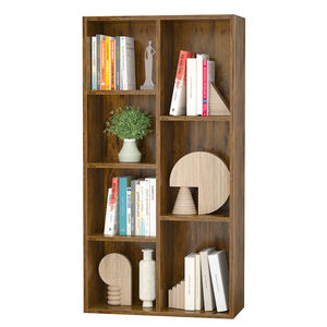현대 미니멀리스트 소박한 다크 브라운 책장 MDF 패널 홈 오피스 체육관 주방 욕실 아파트 보관을위한 DIY 실내 책장 - Product Image 1