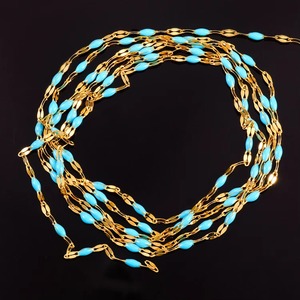 Cadena de Eslabones con Cuentas de Acero Inoxidable de 2.5mm, Color Dorado, Joyería de Moda, Longitud Personalizable de 14-30 Pulgadas - Product Image 3