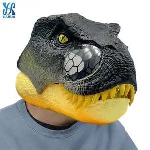 2023 New Dinosaur Mask Latex Animal Halloween Cosplay Mask Jaw Movable Dinosaur Head Mask Toys