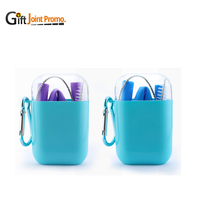 Vente en gros ensemble de paille en Silicone Portable avec brosse, LOGO personnalisé imprimé paille à boire en Silicone avec étui