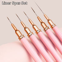 Lot de 5 pinceaux stylo pour nail art, pinceaux liner allongés pour dessin et traçage, stylo professionnel pour la peinture des ongles