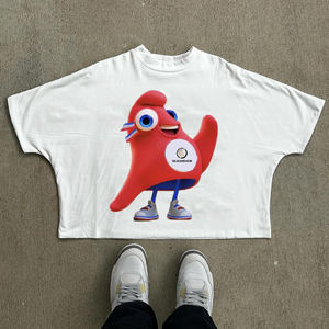 Camiseta Corta de Algodón de Punto Sin Costuras, de Lujo, Personalizada, Transpirable, de Gran Tamaño, con Dobladillo sin Rematar, Cuello Grueso y Corte Cuadrado - Product Image 2