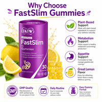 Gomitas Botánicas OKTW FastSlim con Sabor a Limón, 30 Unidades, Aumentan el Metabolismo, Controlan el Apetito, Controlan el Peso