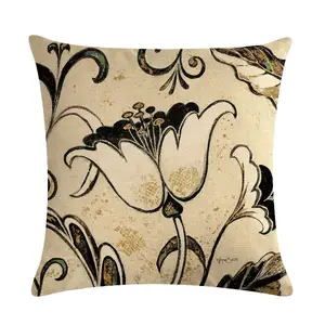 Fresh Flower Pillow covers Home Decor Printed Cushion Cover Geometric Cotton Linen Throw Cushion Cover 45x45cm