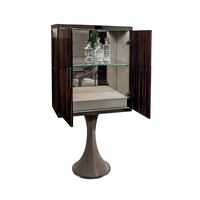 Meuble bar haut de gamme - Finition ébène foncé - Étagères en verre intégrées - Pour un divertissement à domicile de luxe - Armoire à vin