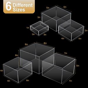 Cliselda 6-Piece Clear Acrylic <strong>Display</strong> Boxes-Nesting Risers With Hollow Bottoms For <strong>Food</strong> Items (Cupcake Candy &amp; Dessert) - Product Image 4