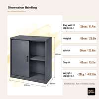 Armoire de rangement métallique à 2 portes coulissantes en acier, armoire basse pour dossiers, démontable pour bureau et école