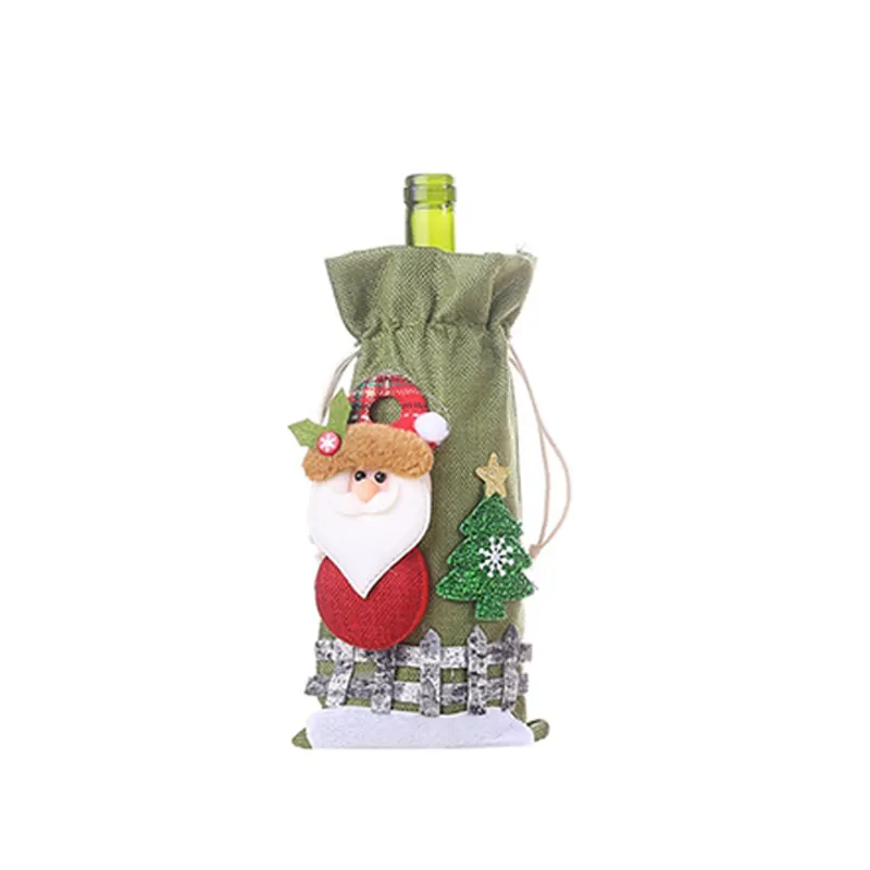 Weihnachten Santa Claus Filz Weinflasche Abdeckung Party Dekoration Leinen Flaschen hülle HN987737