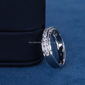 Цена поставщика S925 серебро 9K 10K 14K 18K сплошное золото VVSD круглый бриллиант Муассанит бриллиантовое свадебное кольцо вечности