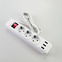 Enchufe Industrial Estándar Europeo con Toma de Corriente de 3/4 Salidas, Regleta de Alimentación Eléctrica con USB-C/A y Protección Contra Sobretensiones
