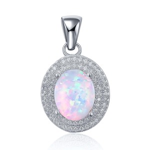 Two Halo Pave CZ 2.0ct Oval White Natural <strong>Opal</strong> <strong>Pendant</strong> Necklace 925 Silver/<strong>opal</strong> Silver <strong>Pendant</strong>/<strong>opal</strong> Stone Price Natural - Product Image 1