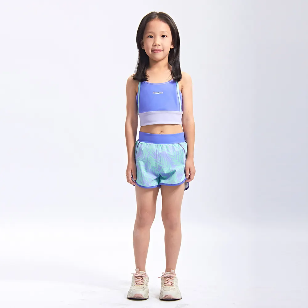 Fitness Apparel For Kids Yoga Top and running shorts set custom design children yoga wear