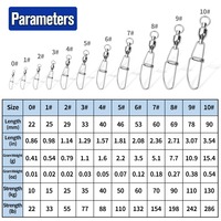 Konektor Snap Pancing Baja Tahan Karat 22lb-286lb dengan Bantalan Bola Putar 0 # -10 #   Peralatan Memancing