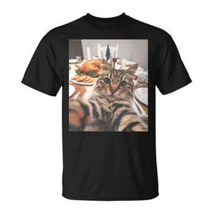 T-shirt Cat Selfie Thanksgiving Turkey Dinner - Product Image 1