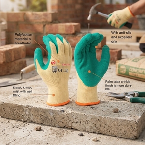 Guanti di Sicurezza Snell in Poliestere Rivestiti in Lattice Testurizzato Certificati EN388 con Presa Antiscivolo e Resistenti allo Strappo per <span class=keywords><strong>Lavori</strong></span> Edili - Product Image 1