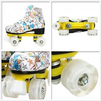 Chaussures de patinage à roulettes en cuir Durable, nouveau design, chaussures de patins à roulettes à quatre roues en PU clignotantes