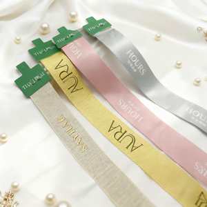 Cintas de Alta Gama Personalizadas de 25 mm, Doradas y Plateadas, con Logotipo, Diseño de Marca, <span class=keywords><strong>Cinta</strong></span> Negra de Alta Gama para Flores, <span class=keywords><strong>Cinta</strong></span> <span class=keywords><strong>Ancha</strong></span> Impresa - Product Image 4