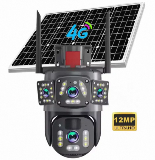 V360 4G Sim Card 12MP 4K Solar Outdoor IP Cameras 4Lens WiFi AI CCTV Security PTZ Network Wireless for Indoor Surveillance