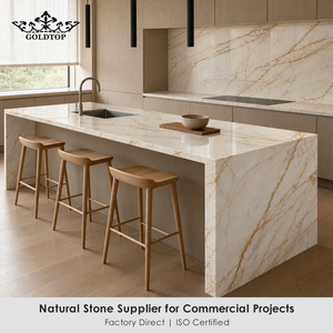GOLDTOP Honey Gold Tone Bookmatch Polished Grand Staircase Penthouse Living Room Interior Wall Panel <b>Spider</b> Gold Marble Slabs - Product Image 2