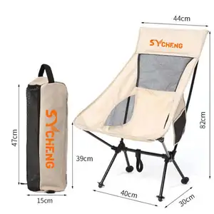7075 aluminum alloy Beach Chair folding plus large dual-purpose Moon chair with pillow Folding chair for camping low back