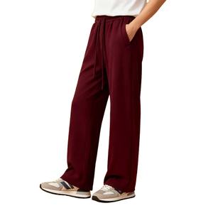 Custom logo Heavyweight Cotton Men's Wide Leg Sweatpants TKAN139D Baggy Straight Fit Streetwear <b>Drawstring</b> Lounge <b>Trousers</b> - Product Image 1