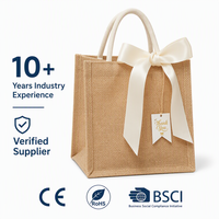 Sac cadeau moyen en toile de jute avec poignées, idéal pour mariage, enterrement de vie de jeune fille, plage, demoiselles d'honneur – Sacs en jute réutilisables imprimés en sérigraphie, couleur crème