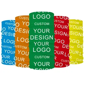 Design personalizzato stampato logo buffs tubo senza cuciture tubolare bandana sciarpa copertura del viso ghetta del collo per lo sport