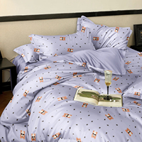 Ensemble de literie en coton pour lit queen size, housse de couette, design de dessin animé coloré imprimé sur drap plat respirant en tricot, ensemble doux et ajusté