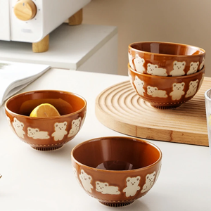 Bol en céramique Kawaii en forme d'ours de 4,5 pouces, bol à riz pour chaton, bol à petit-déjeuner pour chat, bol à lait et à flocons d'avoine, compatible micro-ondes - Product Image 6