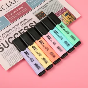 Fluorescent Pen GXIN G-342-6P Wholesale 6 Colors Highlighter Pen Marker Pastel Multicolor Customized Logo Stationery Colouring Highlighter Pen