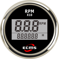 Tachometer Digital ECMS Putih 52mm 9990RPM untuk Mesin Diesel dengan Tahan Air IP67 untuk Aplikasi Kapal & Perahu