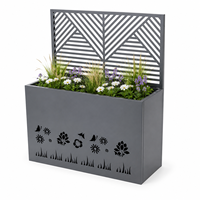 Jardinière surélevée en métal thermolaqué de luxe, nouveau design, avec écran d'intimité, bac à fleurs pour patio, fabrication OEM ODM