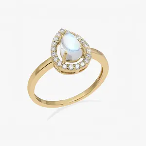 Exquisite sterling silver diamond blue topaz opal natural gemstone wedding moonstone teardrop ring