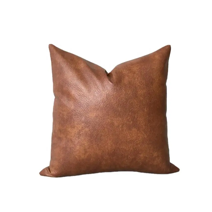 Nuovo Logo personalizzato di alta qualità in pelle Patchwork cuscino decorare fattoria divano cuscino LPR-0023
