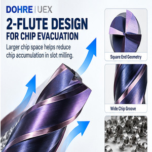 DOHRE <span class=keywords><strong>UEX</strong></span> HRC60 Fraise carrée en carbure monobloc à 2 dents, revêtement TiAlSiN, 1/4 pouce, pour acier de moulage, usinage CNC - Product Image 2