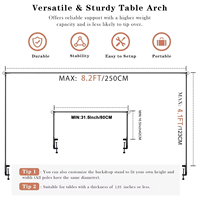Support de table en métal noir réglable pour les fêtes, les anniversaires, les mariages, Noël, les ballons, les arches de fleurs et les célébrations.