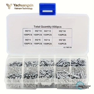 Outils de quincaillerie, vis à bois en acier inoxydable, ensemble de 800 pièces, tête ronde zinguée, tailles assorties pour la menuiserie - Product Image 5