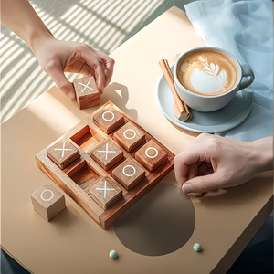 <span class=keywords><strong>Jeu</strong></span> de Tic-Tac-Toe Classique en Bois avec Plateau en Bois Robuste – <span class=keywords><strong>Jeu</strong></span> Sensoriel pour Soirées Familiales - Product Image 2