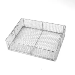 Bandeja metálica personalizable de 28x20x6 cm, horno de 800 micras, resistente al calor, cesta coladora de malla de alambre de acero inoxidable Inconel 600