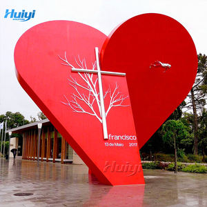 Outdoor Modern Themapark Metaal Rood Hartvormig Roestvrijstalen Sculptuur - Product Image 3