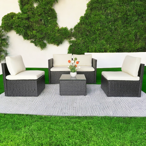 Ensemble de <span class=keywords><strong>salon</strong></span> miniature en rotin tressé de haute qualité avec structure en acier pour patio et balcon, vente en gros d'usine - Product Image 1