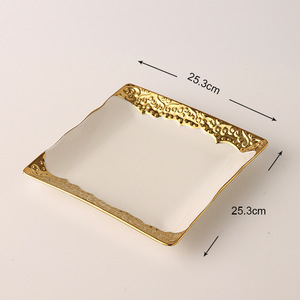 Gold Edged Ceramic Tableware Home Western Food Plate Steak Fruit Salad Bowl Luxury <b>Dinnerware</b> <b>Set</b> Wedding Restaurant Dishes - Product Image 6