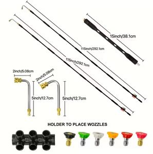 أداة غسيل الطاقة 6 فوهات أطراف عالية مع مجموعة عصا تمديد 9 قطع مرفق منظف مزراب للسقف - Product Image 3