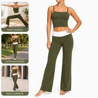 Ensemble de yoga personnalisé avec logo, coussinets de soutien-gorge intégrés, bretelles fines, respirant, color block, taille haute, séchage rapide, athlétique, XXL