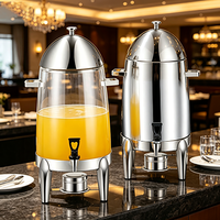 Chauffe-boissons commercial FLEY en acier inoxydable avec support à combustible et robinet de service pour restaurants, hôtels, buffets et traiteurs d'événements