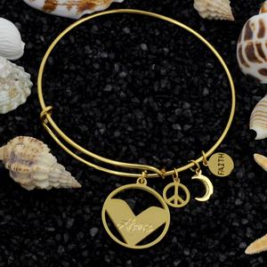 18k Gold Plated Elephant Hot Selling 316L Stainless <b>Steel</b> <b>Cable</b> Wire Adjustable Non Tarnish Jewelry Bangle With Charm Jewelry - Product Image 3